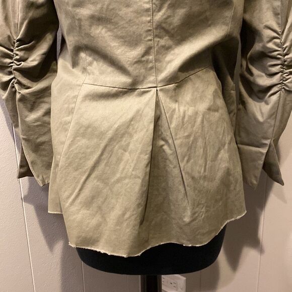 Alice + Olivia Dark Olive Blazer Medium Ruffle Embellishment & Stand Collar - Picture 9 of 11